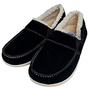 Spenco Fiesta Black White Fur Lined Slipper/Shoes Orthopedic Wm Size 9B - Defect